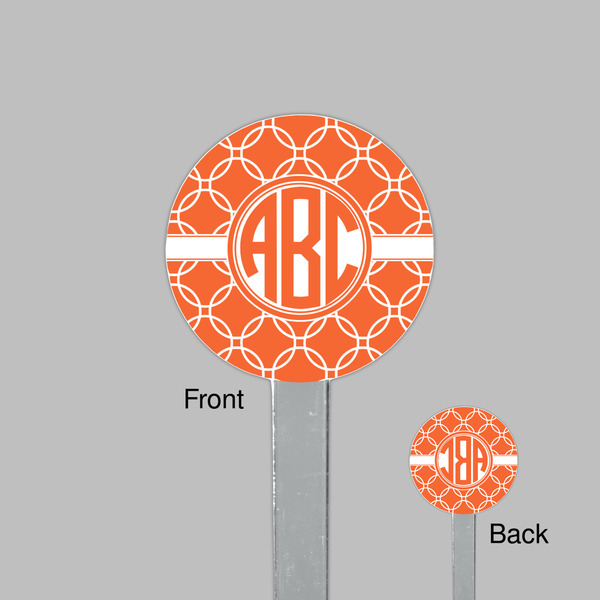 Linked Circles Clear Plastic 7" Stir Stick - Round - Front & Back