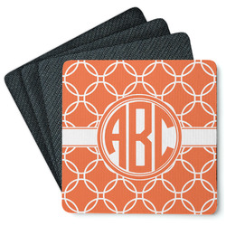 Linked Circles Square Rubber Backed Coasters - Set of 4 (Personalized)