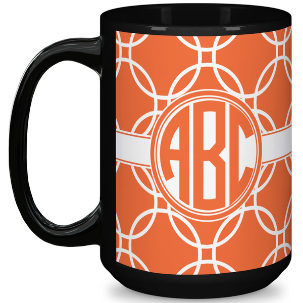 Custom Linked Circles 15 Oz Coffee Mug - Black (Personalized)