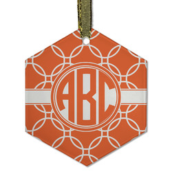 Linked Circles Flat Glass Ornament - Hexagon w/ Monogram
