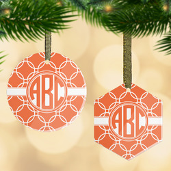Linked Circles Flat Glass Ornament w/ Monogram