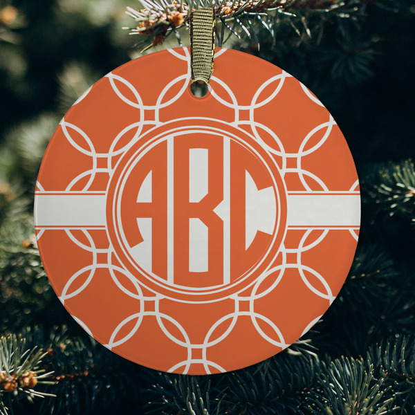 Linked Circles Frosted Glass Ornament - Round (Lifestyle)