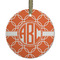 Linked Circles Flat Glass Ornament - Round w/ Monogram