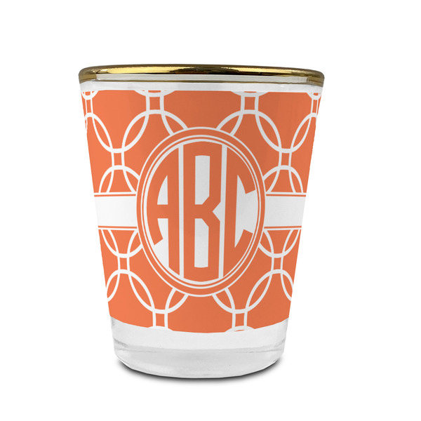 Linked Circles Glass Shot Glass - With gold rim - FRONT