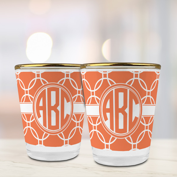 Linked Circles Glass Shot Glass - with gold rim - LIFESTYLE