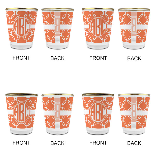 Linked Circles Glass Shot Glass - with gold rim - Set of 4 - APPROVAL