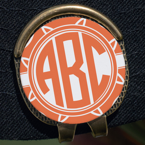 Linked Circles Golf Ball Marker Hat Clip - Gold - Close Up