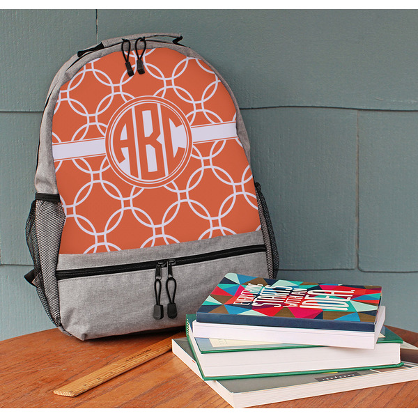 Linked Circles Large Backpack - Gray - On Desk
