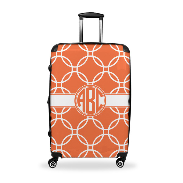 Custom Linked Circles Suitcase - 28" Large - Checked w/ Monogram