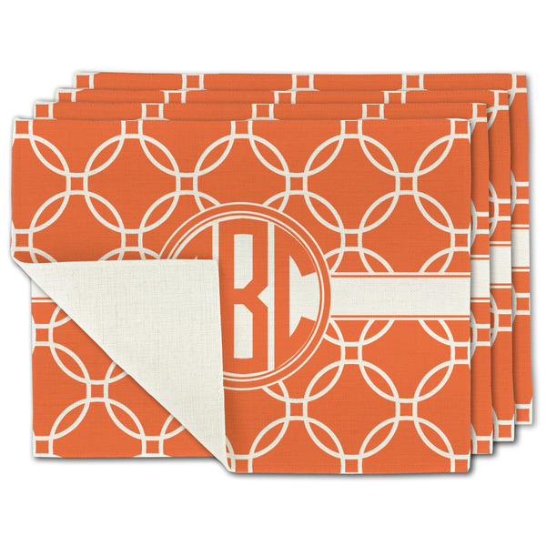 Custom Linked Circles Single-Sided Linen Placemat - Set of 4 w/ Monogram