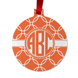 Linked Circles Metal Ball Ornament - Double Sided w/ Monogram