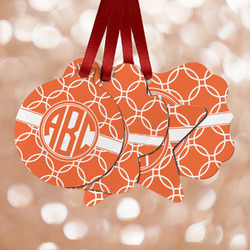 Linked Circles Metal Ornaments - Double Sided w/ Monogram