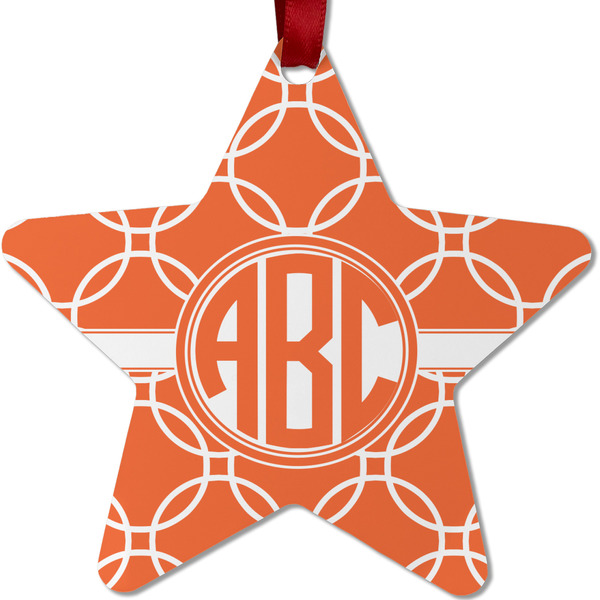 Custom Linked Circles Metal Star Ornament - Double Sided w/ Monogram