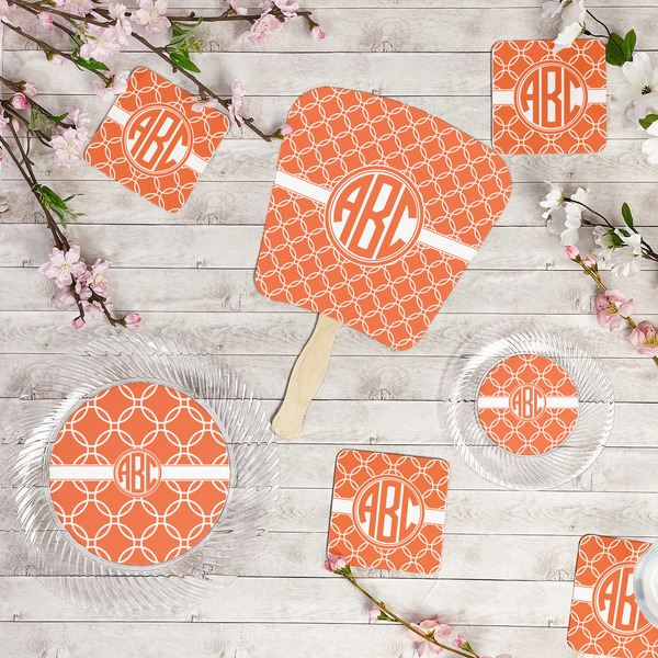 Linked Circles Party Supplies Combination Image - All items - Plates, Coasters, Fans