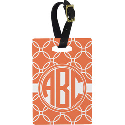 Linked Circles Plastic Luggage Tag - Rectangular w/ Monogram