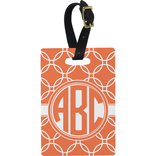 Custom Linked Circles Plastic Luggage Tag - Rectangular w/ Monogram