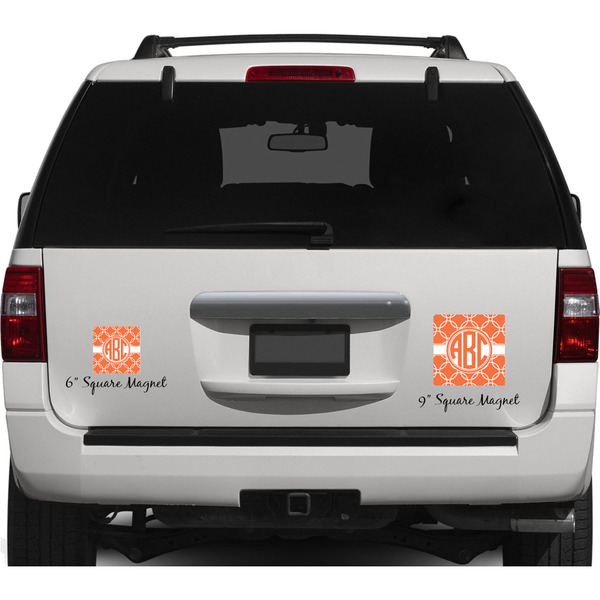Linked Circles Personalized Square Car Magnets on Ford Explorer