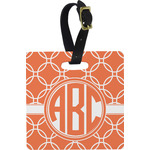 Linked Circles Plastic Luggage Tag - Square w/ Monogram