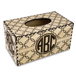 Linked Circles Wood Tissue Box Cover - Rectangle (Personalized)