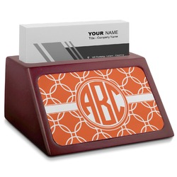 Linked Circles Red Mahogany Business Card Holder (Personalized)