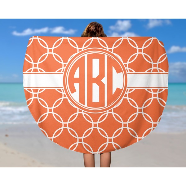 Linked Circles Round Beach Towel - In Use