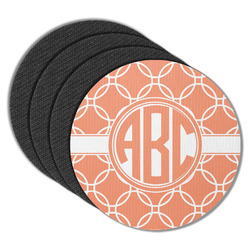 Linked Circles Round Rubber Backed Coasters - Set of 4 (Personalized)