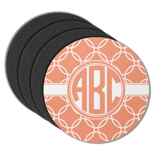 Custom Linked Circles Round Rubber Backed Coasters - Set of 4 (Personalized)