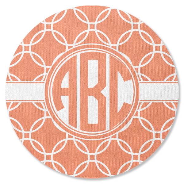 Linked Circles Round Coaster Rubber Back - Single