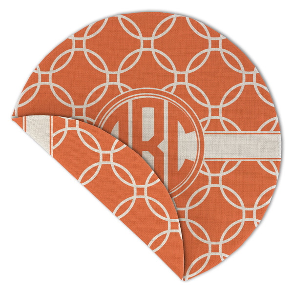 Linked Circles Round Linen Placemats - Front (folded corner double sided)