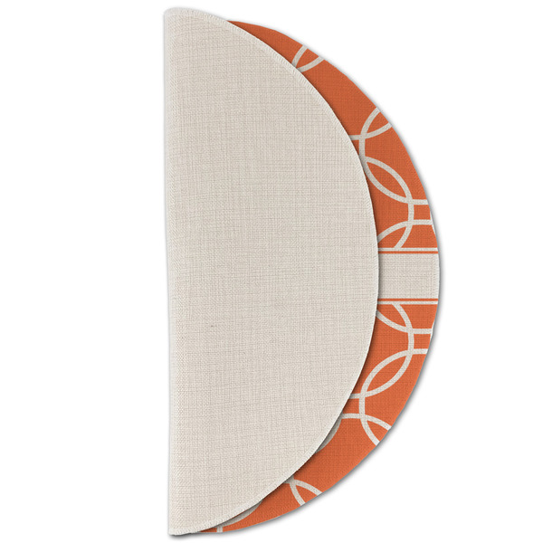 Linked Circles Round Linen Placemats - HALF FOLDED (single sided)