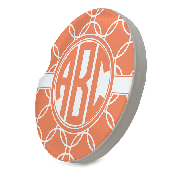 Linked Circles Sandstone Car Coaster - STANDING ANGLE