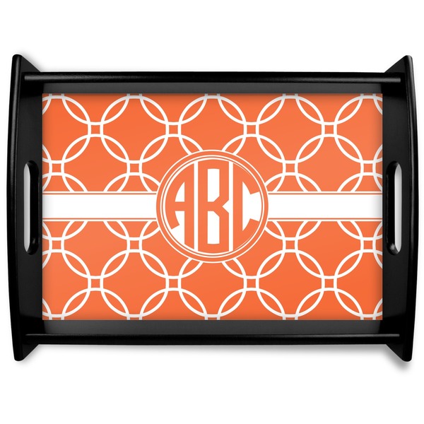 Custom Linked Circles Black Wooden Tray - Large (Personalized)