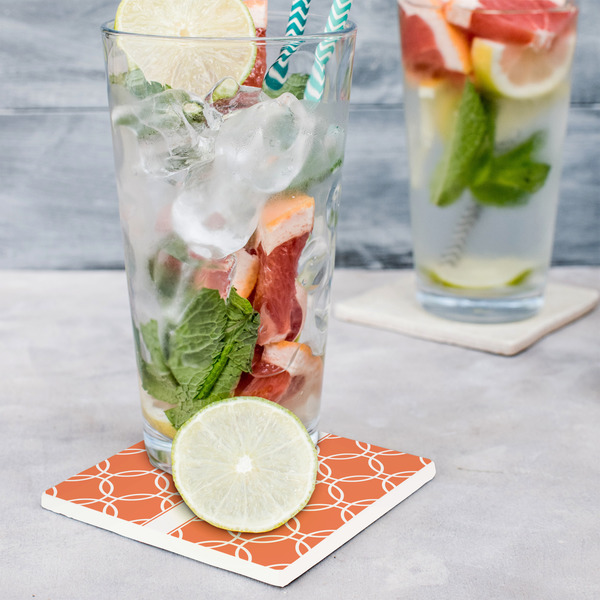 Linked Circles Set of 4 Stone Coasters - In Context View