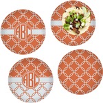 Linked Circles Set of 4 Glass Lunch / Dinner Plate 10" (Personalized)