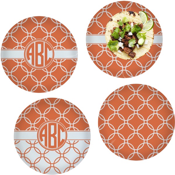 Custom Linked Circles Set of 4 Glass Lunch / Dinner Plate 10" (Personalized)