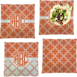 Linked Circles Set of 4 Glass Square Lunch / Dinner Plate 9.5" (Personalized)