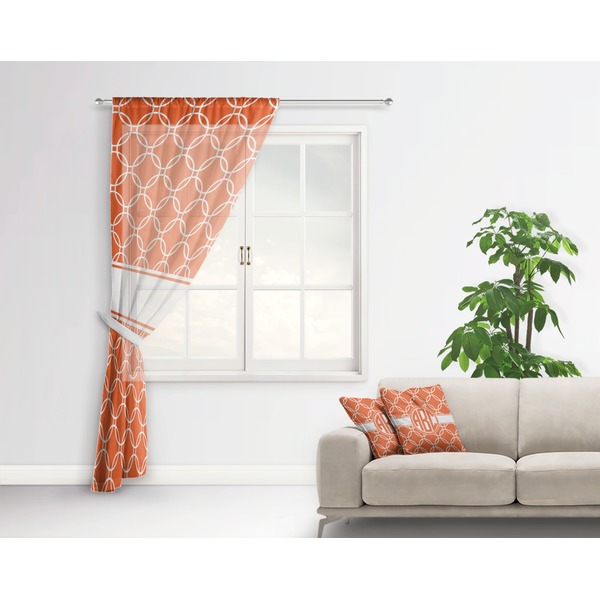 Linked Circles Sheer Curtain With Window and Rod - in Room Matching Pillow