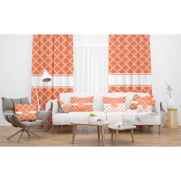 Linked Circles Sheer and Custom Curtains in Room with Matching Pillows