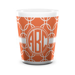 Linked Circles Ceramic Shot Glass - 1.5 oz - White - Single (Personalized)