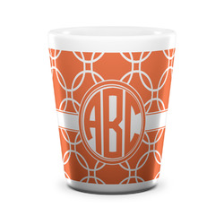 Linked Circles Ceramic Shot Glass - 1.5 oz - White - Set of 4 (Personalized)