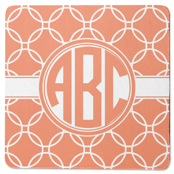 Custom Linked Circles Square Rubber Backed Coaster (Personalized)