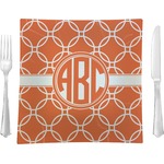 Linked Circles Glass Square Lunch / Dinner Plate 9.5" (Personalized)