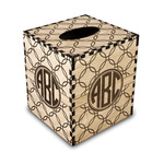 Linked Circles Wood Tissue Box Cover - Square (Personalized)