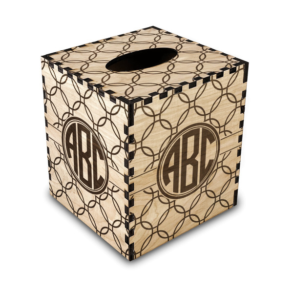 Custom Linked Circles Wood Tissue Box Cover (Personalized)