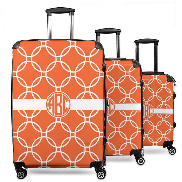 Custom Linked Circles 3 Piece Luggage Set - 20" Carry On, 24" Medium Checked, 28" Large Checked (Personalized)