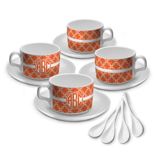 Custom Linked Circles Tea Cup - Set of 4 (Personalized)