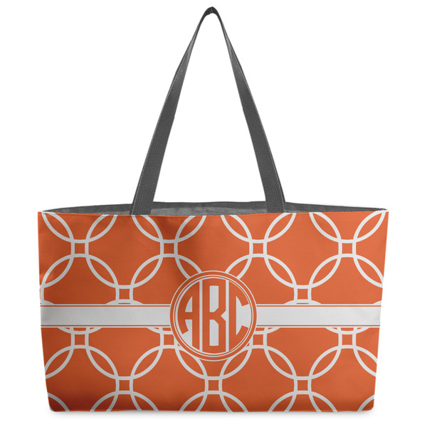 Custom Linked Circles Beach Totes Bag - w/ Black Handles (Personalized)