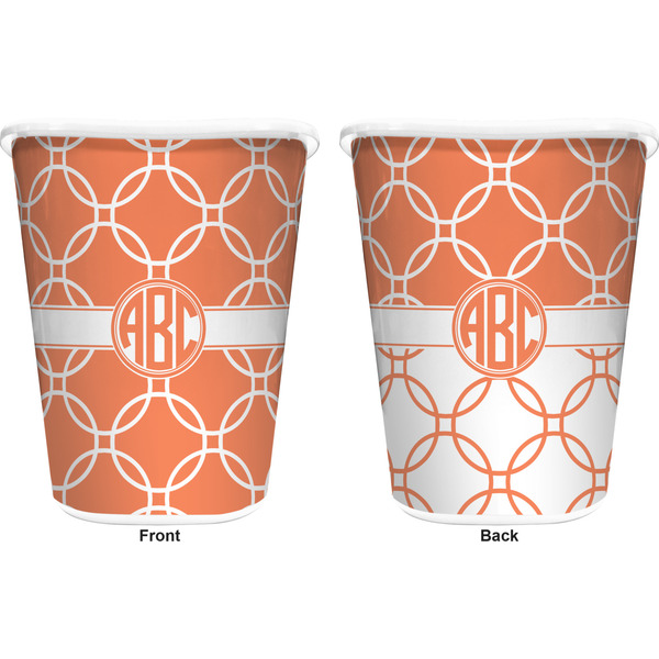 Linked Circles Trash Can White - Front and Back - Apvl