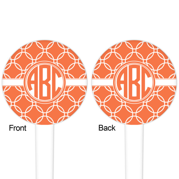 Linked Circles White Plastic 4" Food Pick - Round - Double Sided - Front & Back