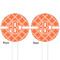 Linked Circles White Plastic 4" Food Pick - Round - Double Sided - Front & Back